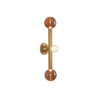 Kuzco 23" Reese wall sconce in vintage brass with amber glass