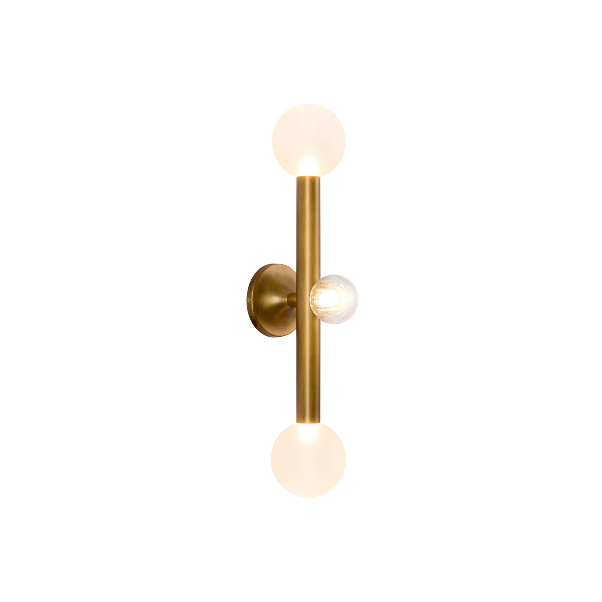 Kuzco 23" Reese Wall Sconce in vintage brass with matte opal glass