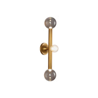 Kuzco 23" Reese Wall Sconce in vintage brass finish with smoke glass globe