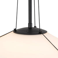 Close-up of Alora Reeve Pendant Light with matte black finish and opal glass