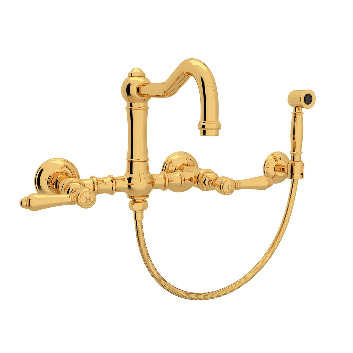 ACQUI® WALL MOUNT BRIDGE KITCHEN FAUCET WITH SIDESPRAY AND COLUMN SPOUT (LEVER HANDLE) - robinsonco.ca