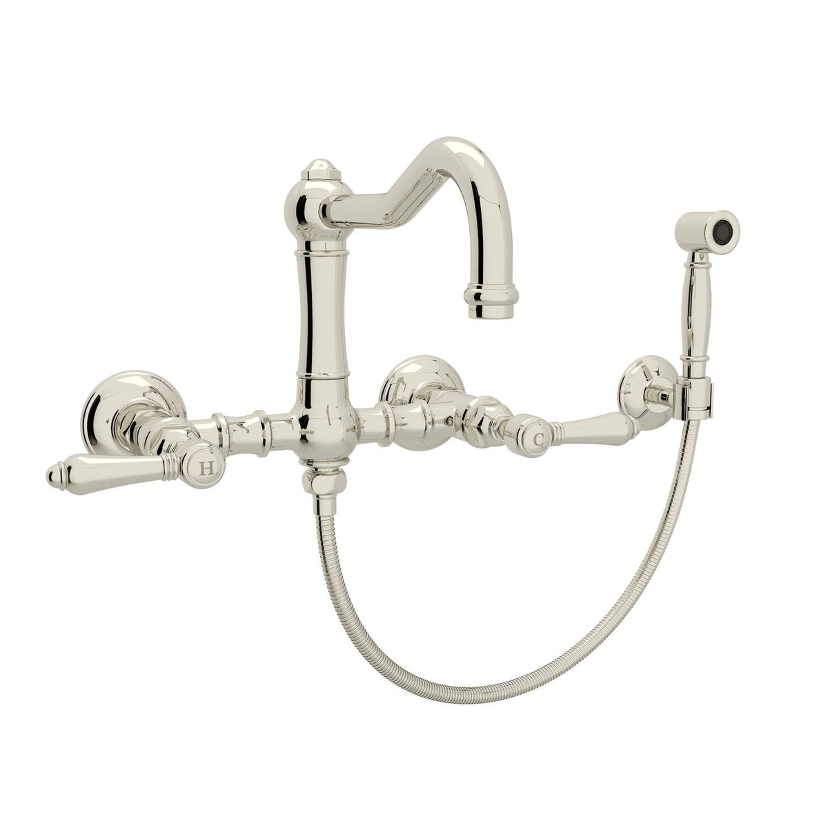 ACQUI® WALL MOUNT BRIDGE KITCHEN FAUCET WITH SIDESPRAY AND COLUMN SPOUT (LEVER HANDLE) - robinsonco.ca