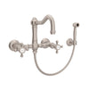 ACQUI® WALL MOUNT BRIDGE KITCHEN FAUCET WITH SIDESPRAY AND COLUMN SPOUT (CROSS HANDLE) - robinsonco.ca