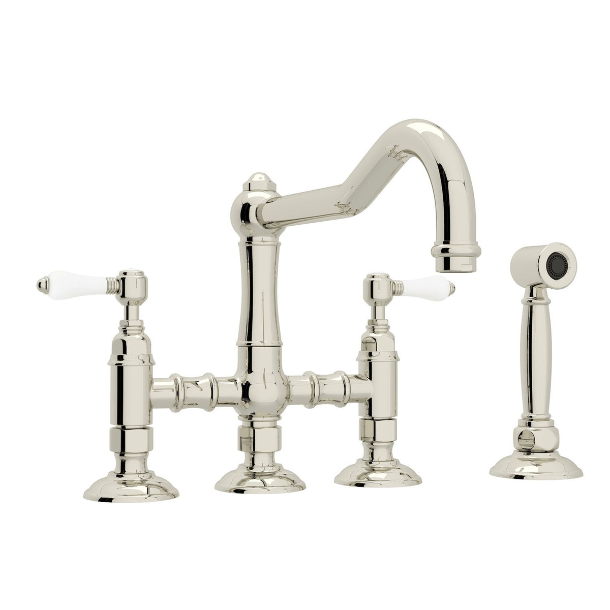 ACQUI® BRIDGE KITCHEN FAUCET WITH SIDE SPRAY (PORCELAIN LEVER) - robinsonco.ca