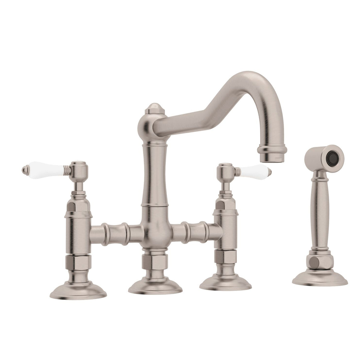 ACQUI® BRIDGE KITCHEN FAUCET WITH SIDE SPRAY (PORCELAIN LEVER) - robinsonco.ca