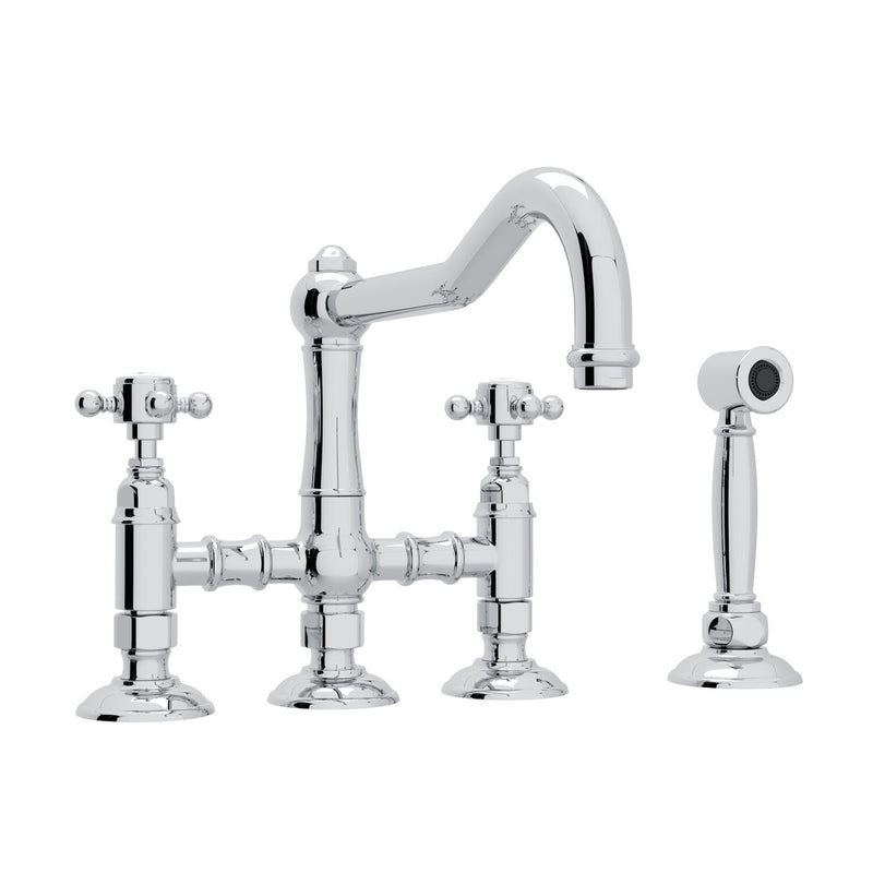 ACQUI® BRIDGE KITCHEN FAUCET WITH SIDE SPRAY (CROSS HANDLE) - robinsonco.ca