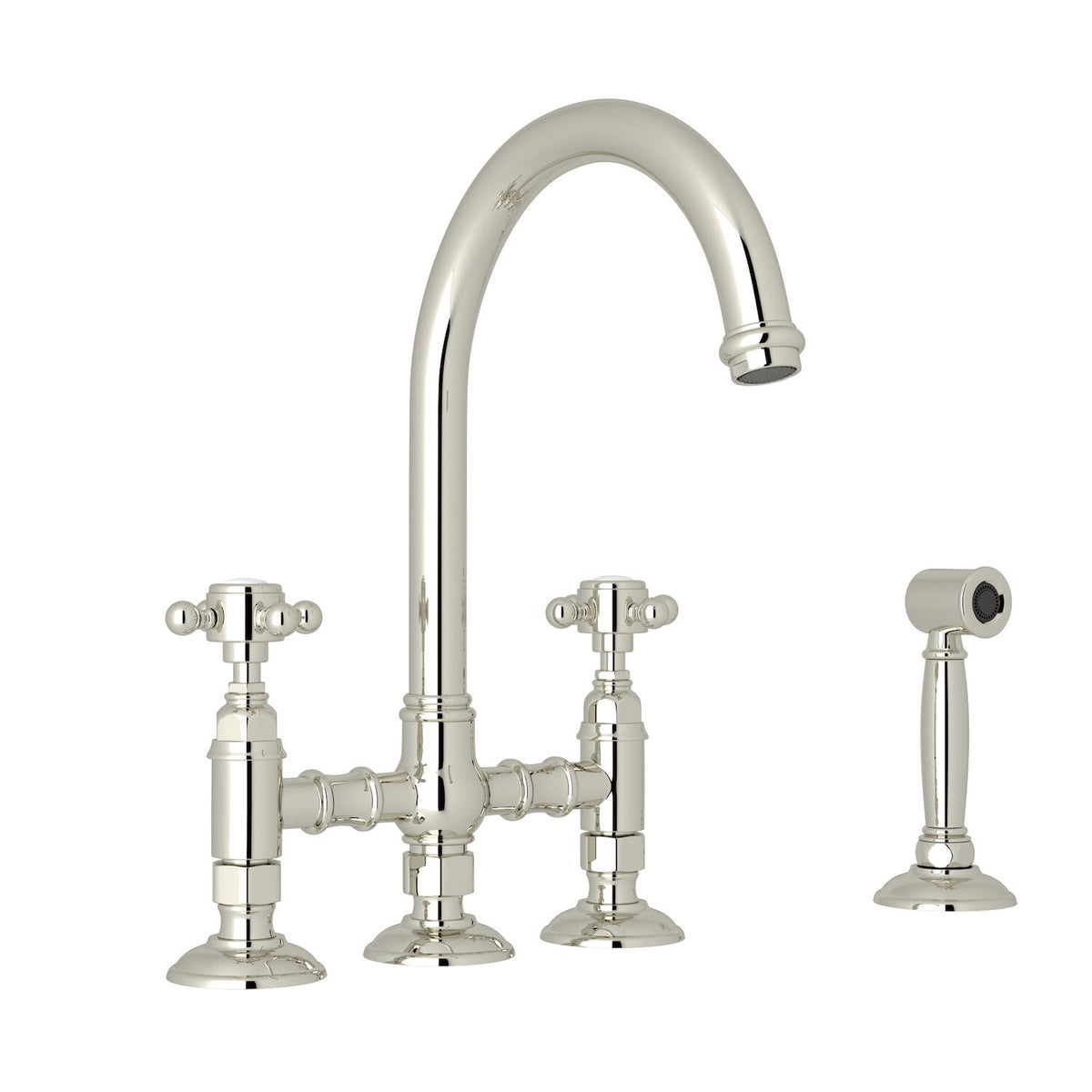 SAN JULIO® BRIDGE KITCHEN FAUCET WITH SIDE SPRAY (CROSS HANDLE) - robinsonco.ca