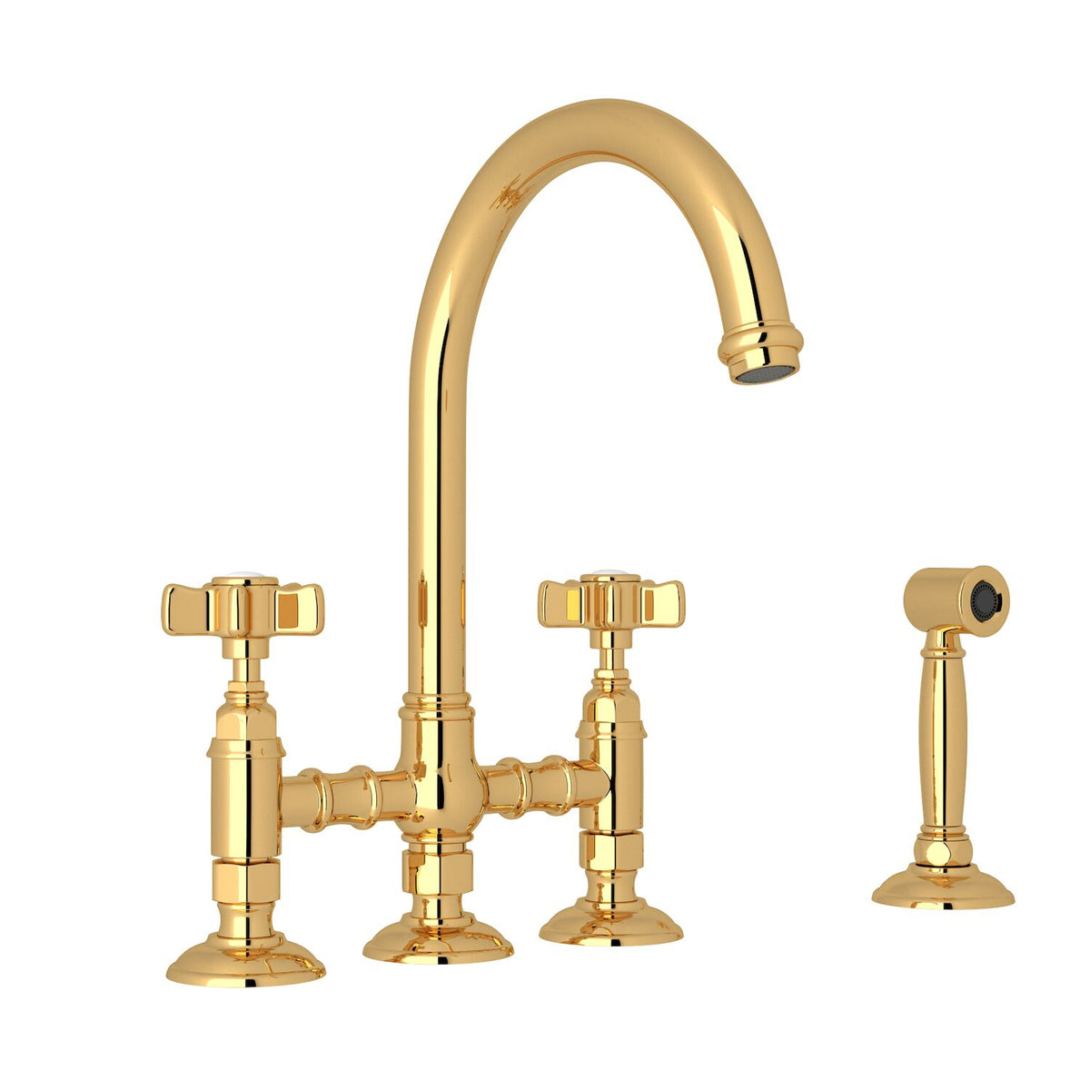 SAN JULIO® BRIDGE KITCHEN FAUCET WITH SIDE SPRAY (5 SPOKE CROSS HANDLE) - robinsonco.ca