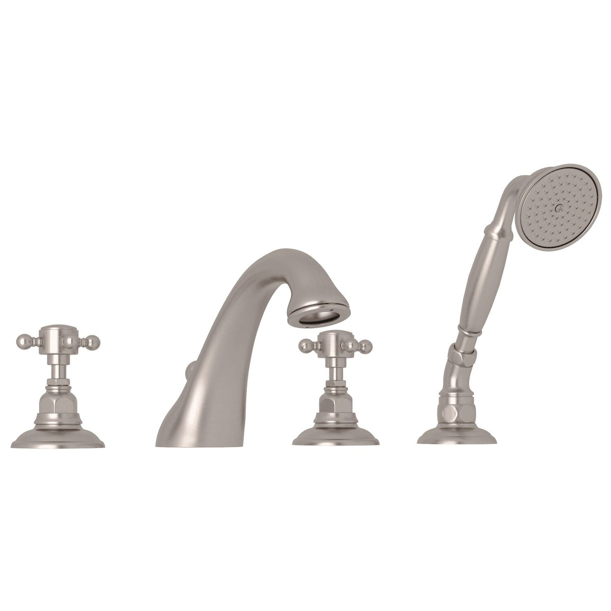 VIAGGIO® 4-HOLE DECK MOUNT TUB FILLER (CROSS HANDLE) - robinsonco.ca