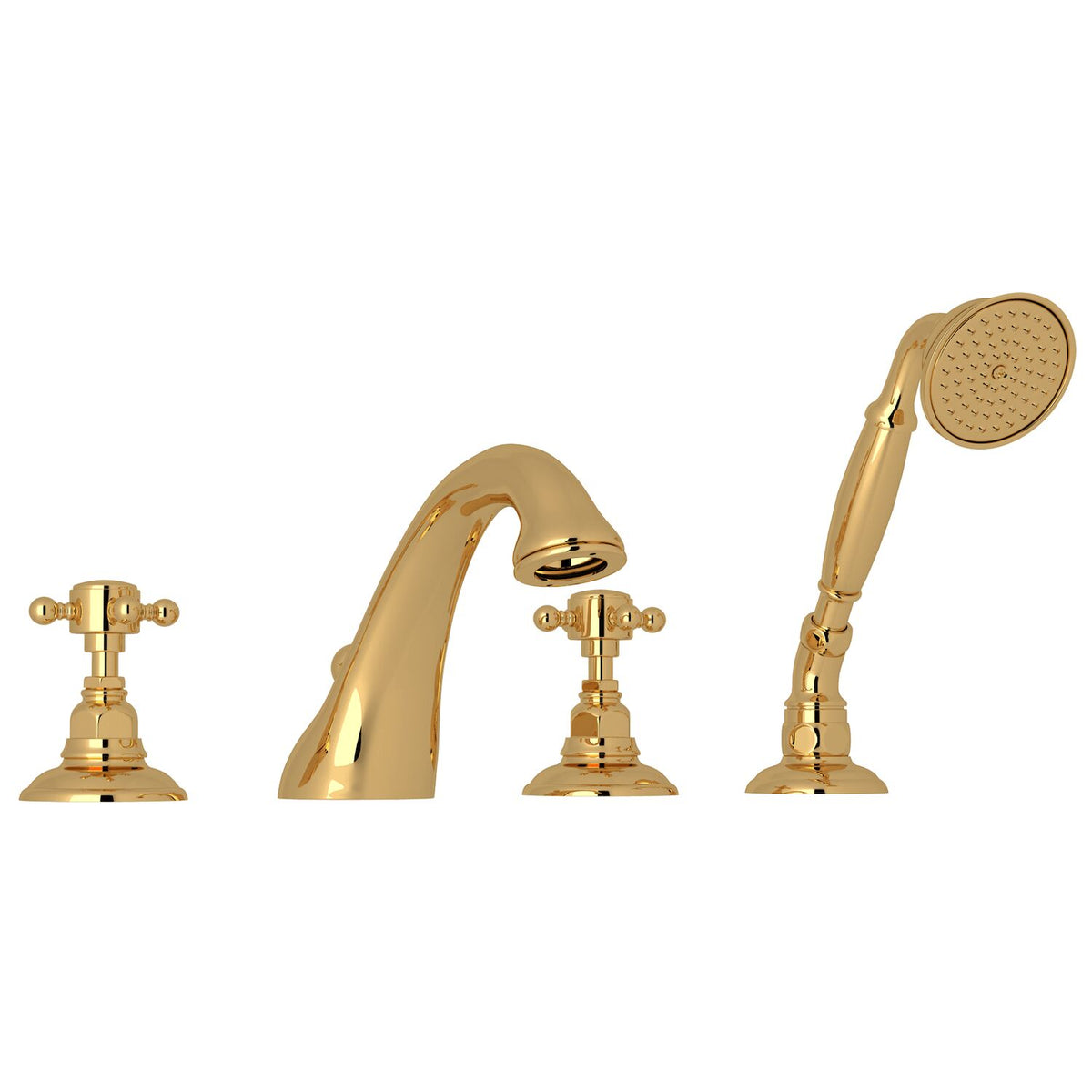 VIAGGIO® 4-HOLE DECK MOUNT TUB FILLER (CROSS HANDLE) - robinsonco.ca