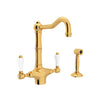 ACQUI® TWO HANDLE KITCHEN FAUCET WITH SIDE SPRAY (PORCELAIN LEVER) - robinsonco.ca