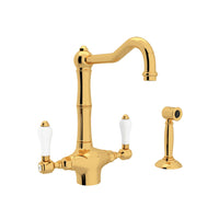 ACQUI® TWO HANDLE KITCHEN FAUCET WITH SIDE SPRAY (PORCELAIN LEVER) - robinsonco.ca