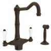 ACQUI® TWO HANDLE KITCHEN FAUCET WITH SIDE SPRAY (PORCELAIN LEVER) - robinsonco.ca