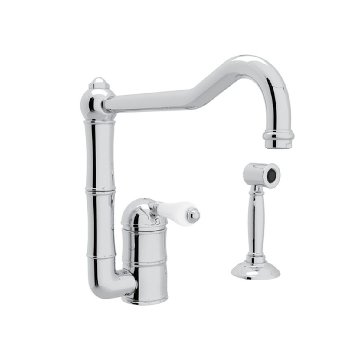 ACQUI® EXTENDED SPOUT KITCHEN FAUCET WITH SIDE SPRAY (PORCELAIN LEVER) - robinsonco.ca