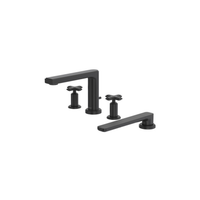Manifesto™ 4-hole deck mount tub filler in black finish, cross handle