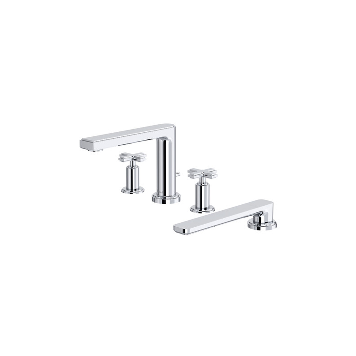 Manifesto™ 4-hole deck mount tub filler in chrome finish, cross handle