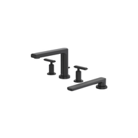 Manifesto™ 4-hole deck mount tub filler in black finish, lever handle