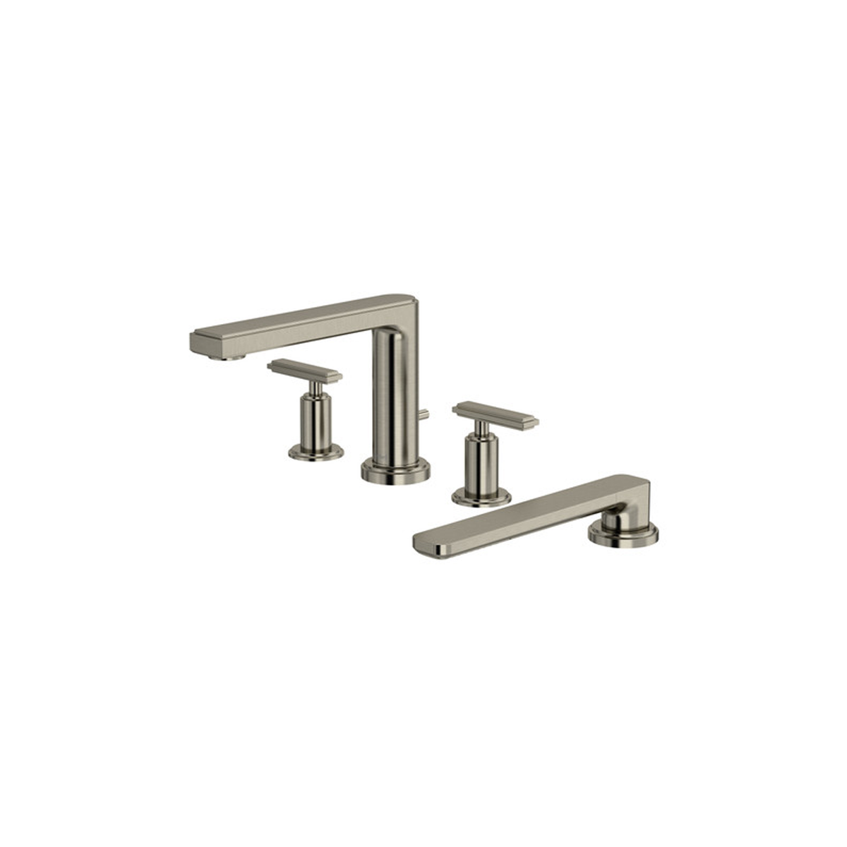 Manifesto™ 4-hole deck mount tub filler in black finish, lever handle
