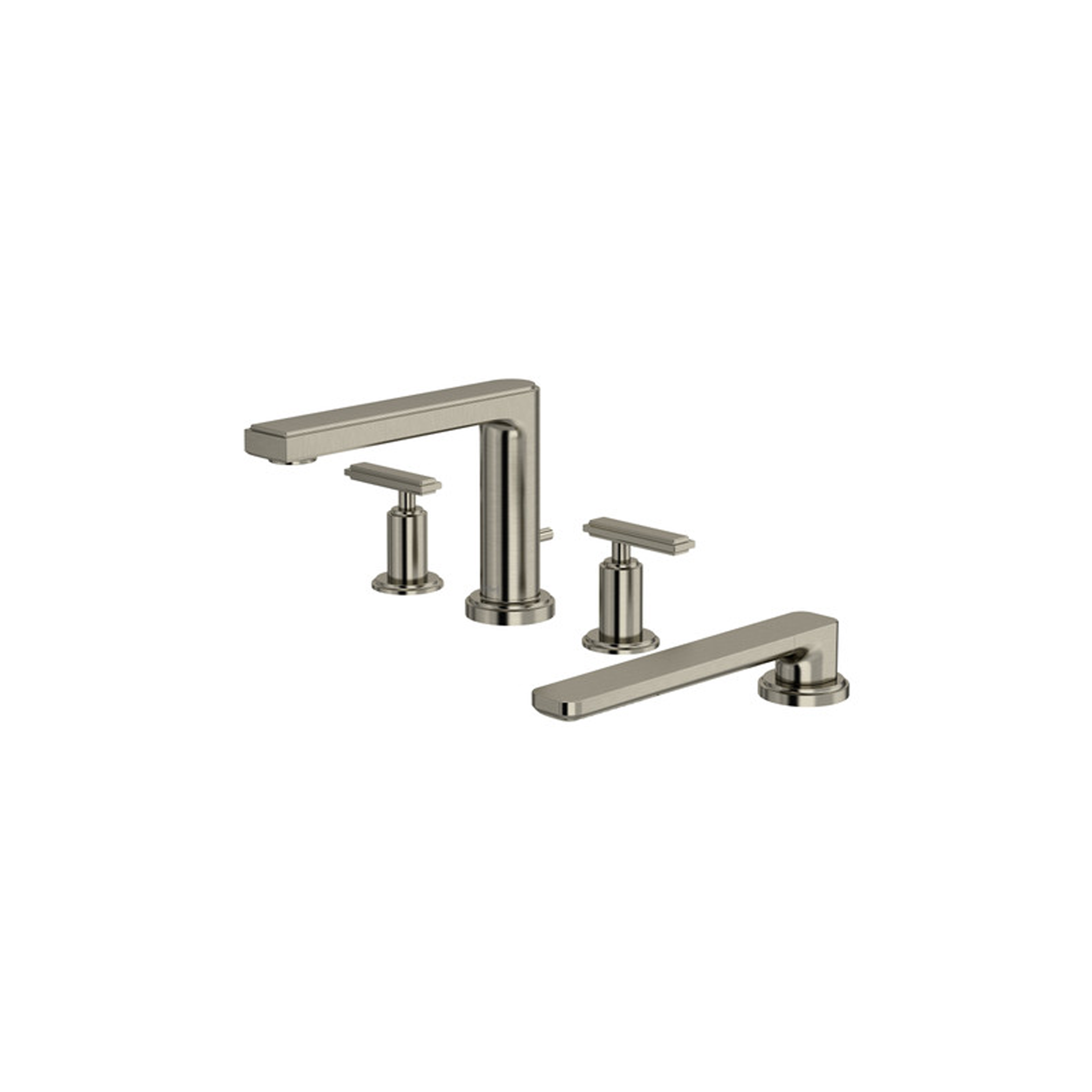 Manifesto™ 4-hole deck mount tub filler in black finish, lever handle