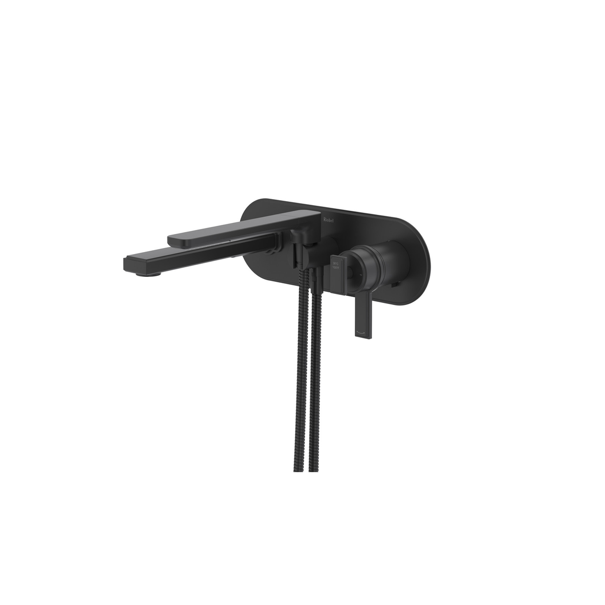 MANIFESTO™ WALL MOUNT THERM / PRESSURE BALANCE TUB FILLER TRIM - BLACK