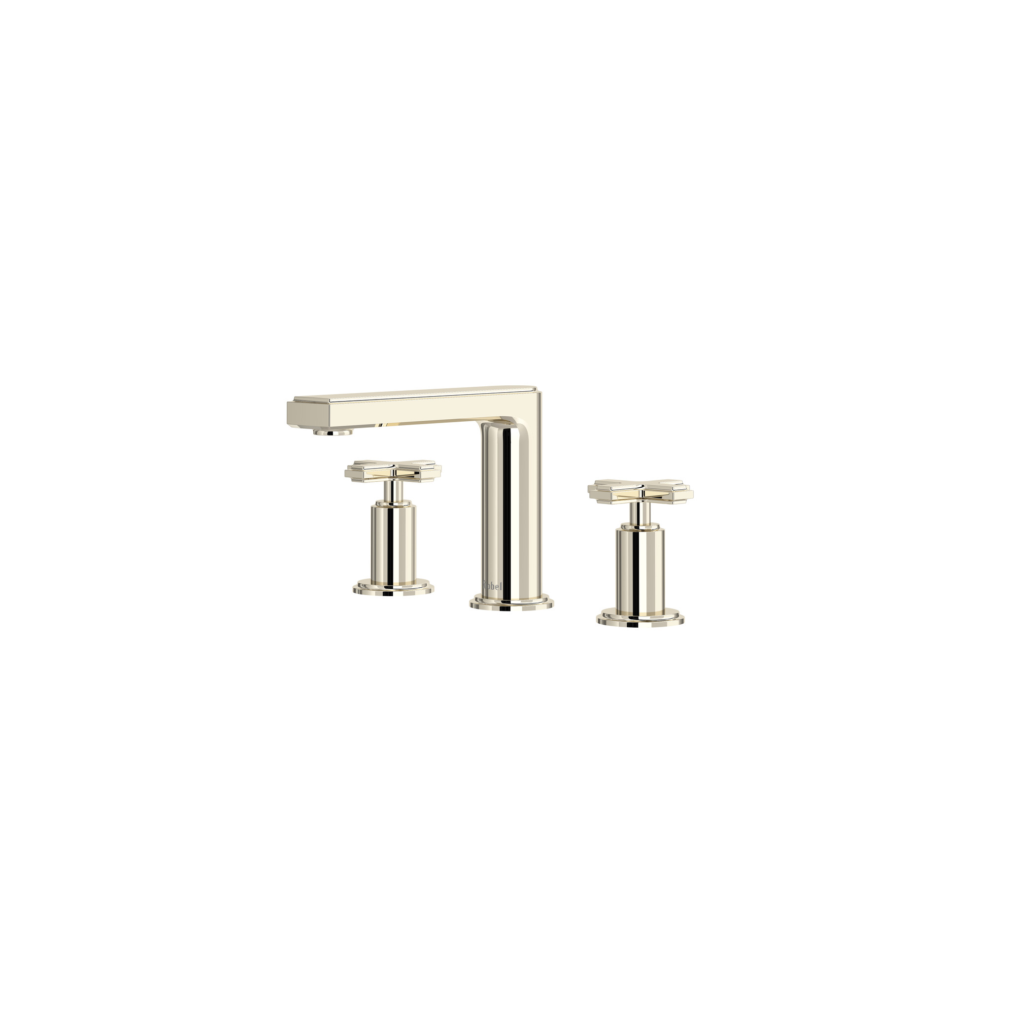 MANIFESTO™ WIDESPREAD LAVATORY FAUCET WITH LOW SPOUT-POLISHED NICKEL-CROSS HANDLE