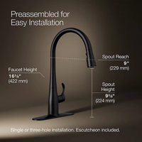 SIMPLICE SINGLE OR THREE-HOLE KITCHEN PULL DOWN SINK FAUCET - robinsonco.ca