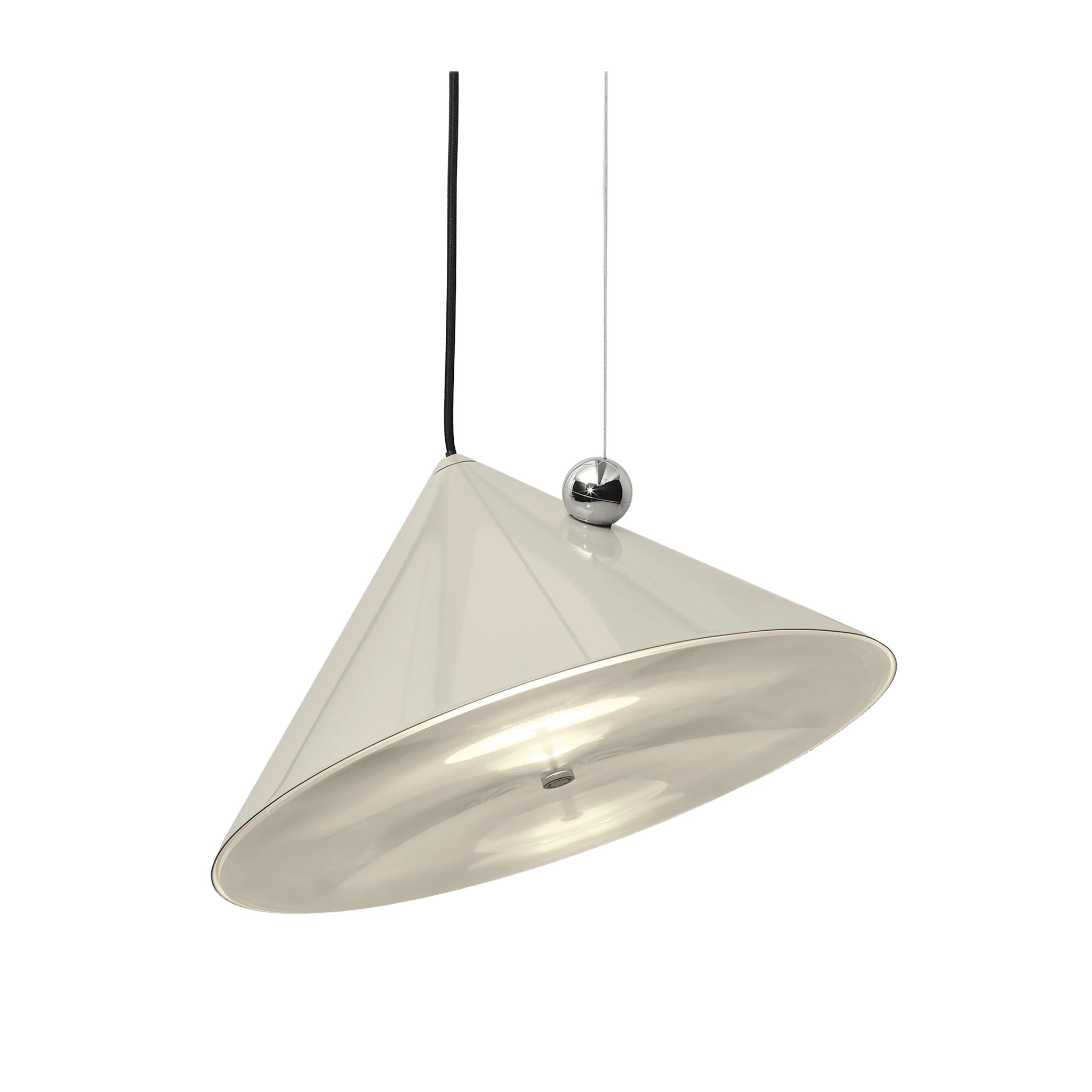 Pose Pendant by Tom Dixon - a modern cone-shaped ceiling light with a off-white exterior