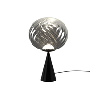 Tom Dixon Whirl Table Lamp with black conical base and silver finish