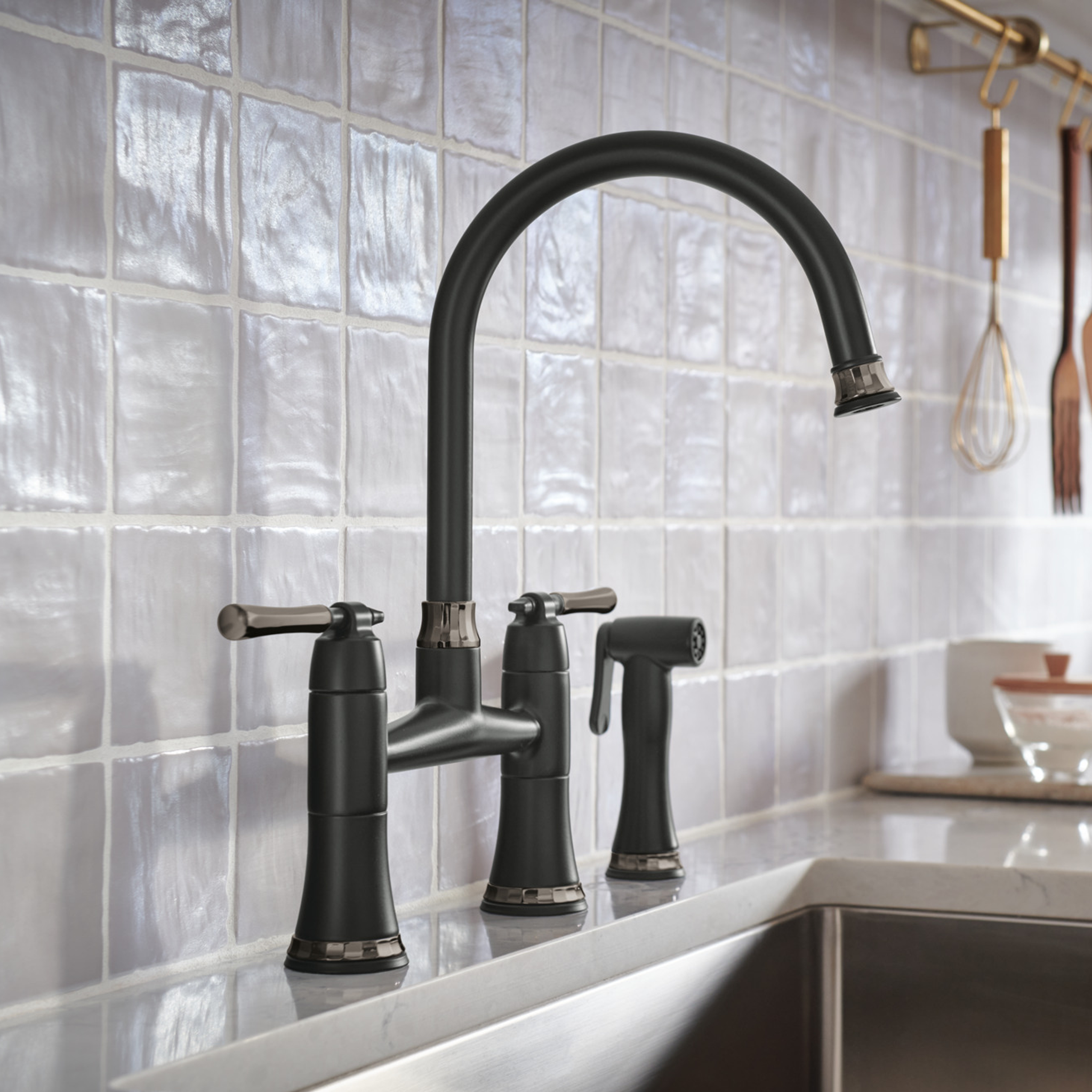 TULHAM® BRIDGE KITCHEN FAUCET WITH SIDE SPRAY - robinsonco.ca