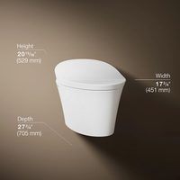 VEIL WALL-HUNG COMPACT ELONGATED SMART TOILET BOWL, DUAL FLUSH - robinsonco.ca