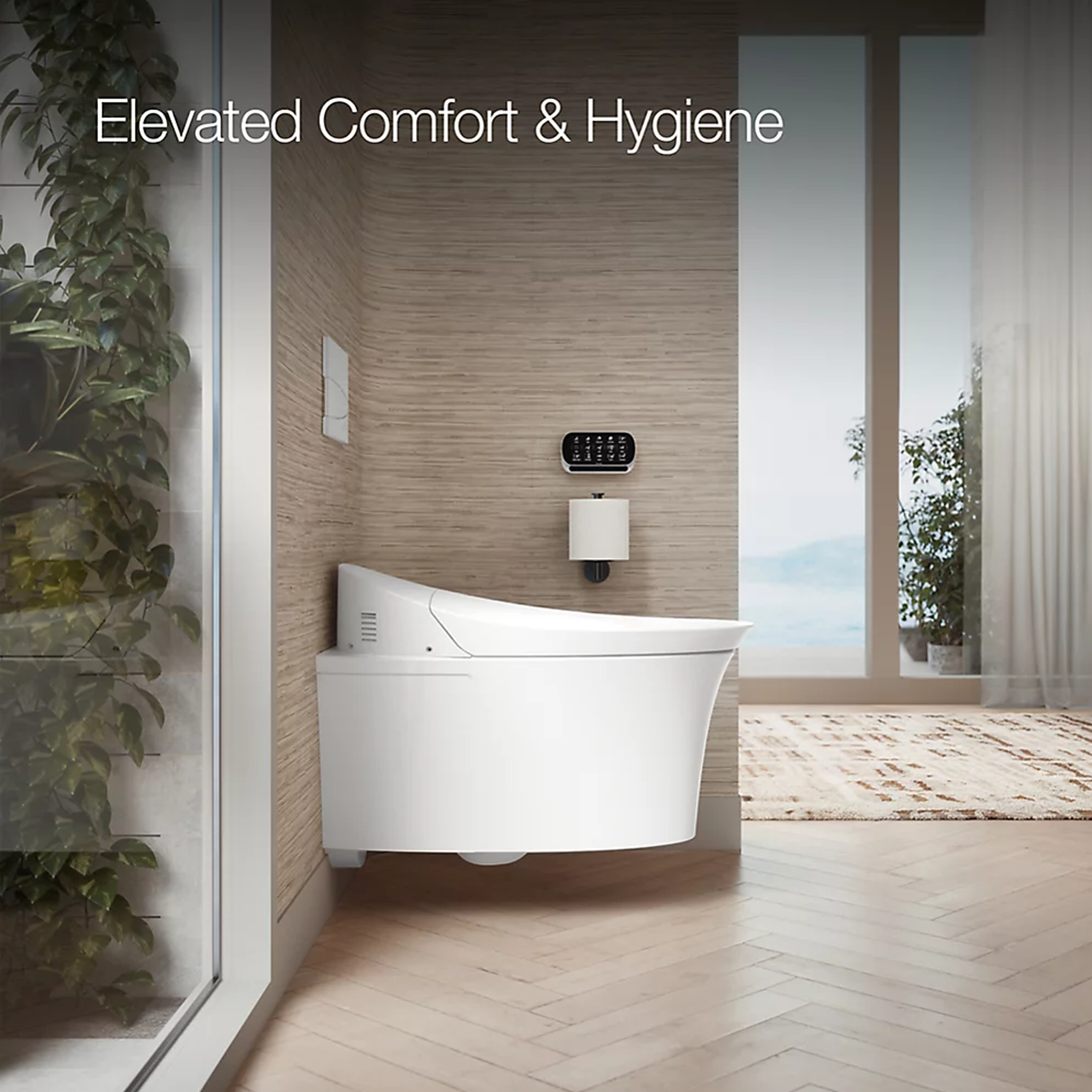 VEIL WALL-HUNG COMPACT ELONGATED SMART TOILET BOWL, DUAL FLUSH - robinsonco.ca