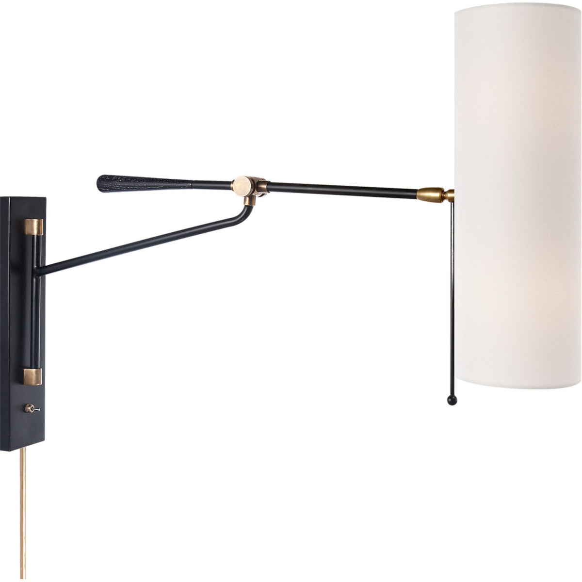 AERIN FRANKFORT 2-LIGHT 6-INCH ARTICULATING WALL LIGHT WITH LINEN SHADE