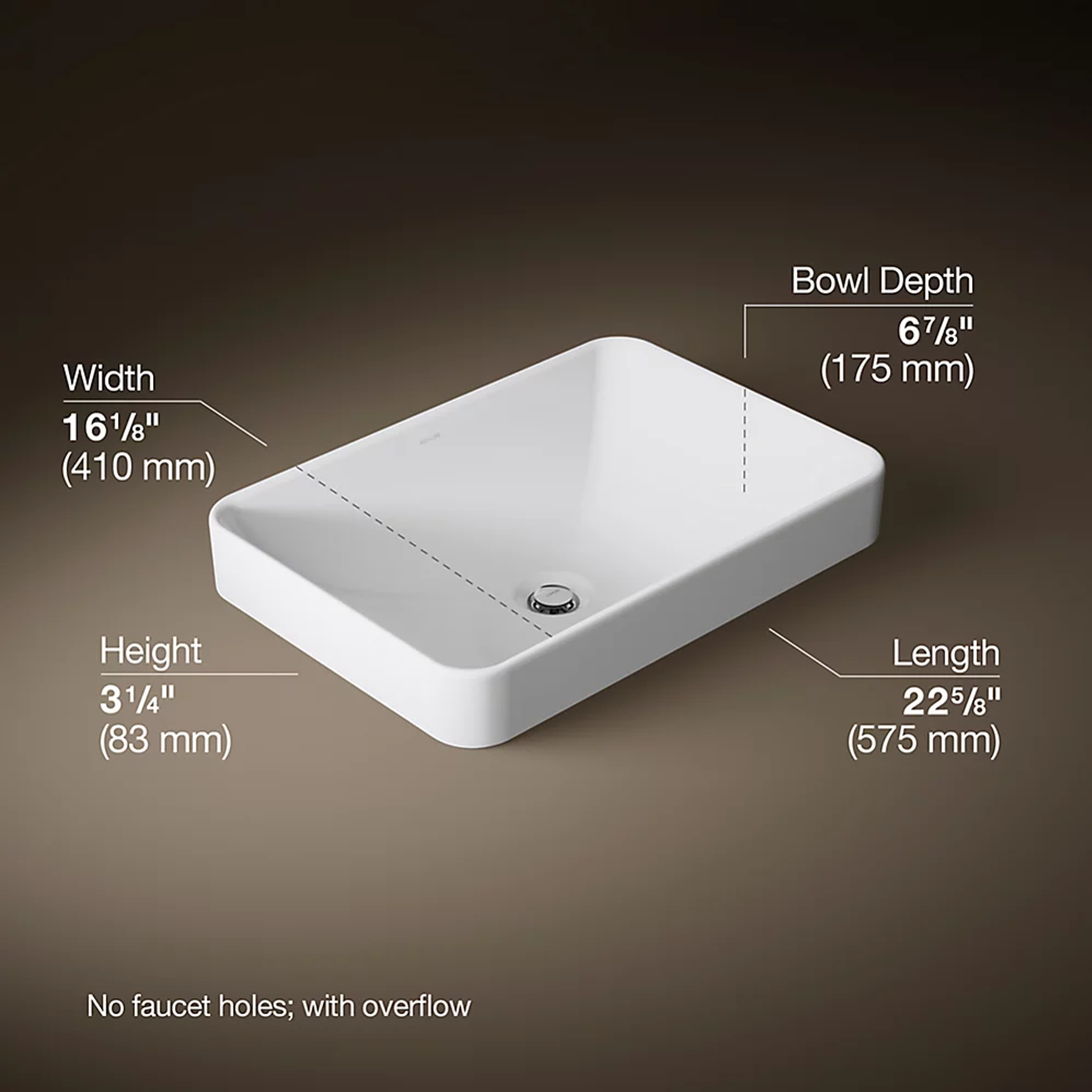 VOX RECTANGLE 22.75-IN VESSEL BATHROOM SINK - robinsonco.ca