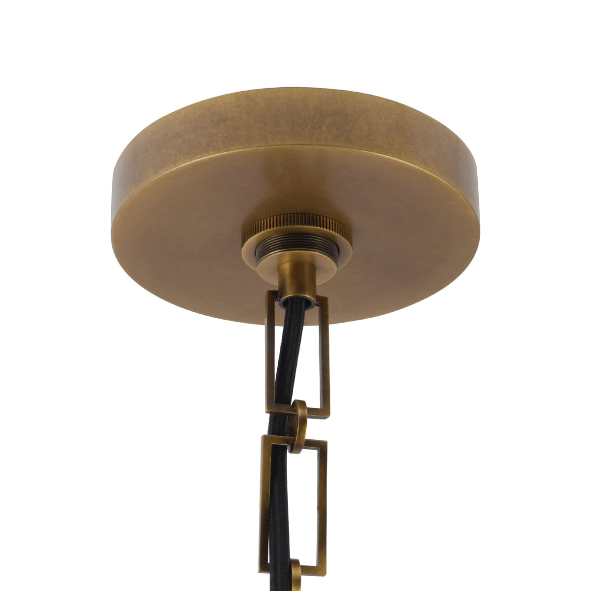 Capony details of Alora Waverly pendant light in vintage brass finish