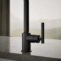 Kohler Purist two-hole kitchen sink faucet with matte black finish