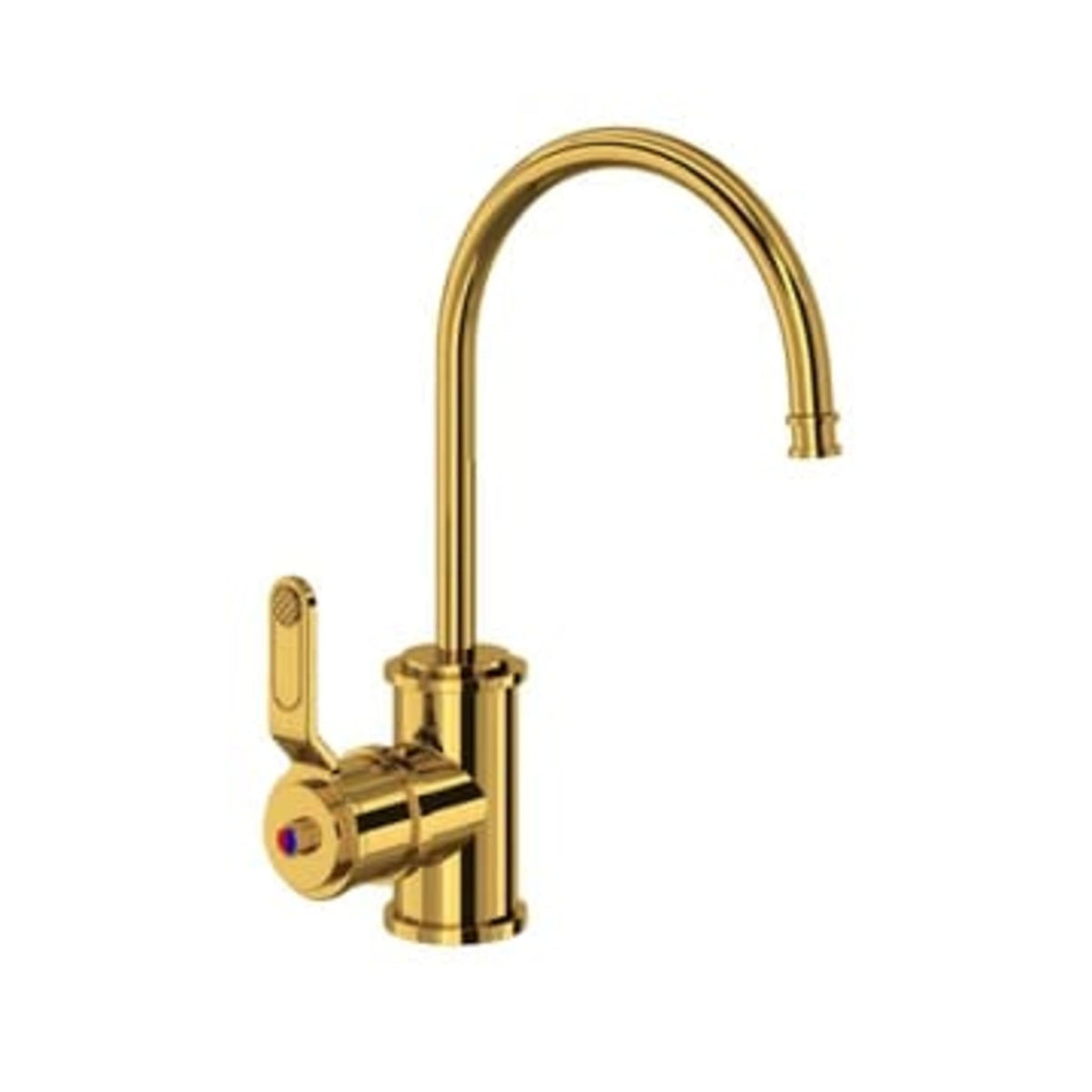 Perrin & Rowe Armstrong hot water and kitchen filter faucet in unlacquered brass finish