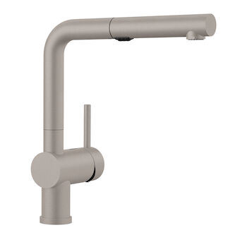 BLANCO LINUS LOW-ARC PULL-OUT DUAL SPRAY KITCHEN FAUCET, CONCRETE GREY, large