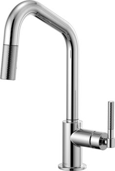 LITZE PULL-DOWN FAUCET WITH ANGLED SPOUT AND KNURLED HANDLE, Chrome, large