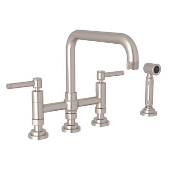 CAMPO™ BRIDGE KITCHEN FAUCET WITH SIDE SPRAY (LEVER HANDLE), Satin Nickel, large