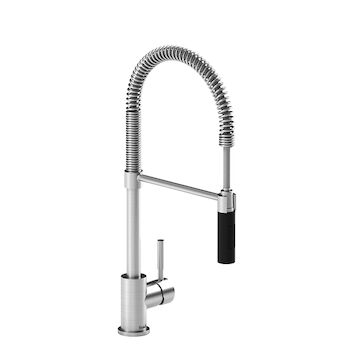 KITCHEN FAUCET WITH 2-JET HAND SPRAY, Stainless Steel and Black, large