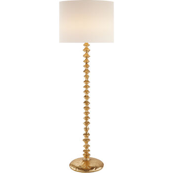 AERIN LILIAN 2-LIGHT 65-INCH FLOOR LAMP WITH LINEN SHADE, Gold, large