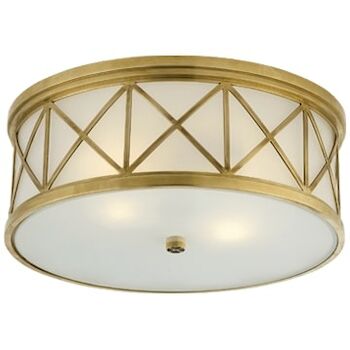 MONTPELIER LARGE 3 LIGHT FLUSH MOUNT WITH FROSTED GLASS, Hand-Rubbed Antique Brass, large
