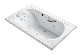 MEMOIRS® 72 X 42 INCHES DROP IN WHIRLPOOL WITH MASSAGE PACKAGE, REVERSIBLE DRAIN AND HEATER, White, large