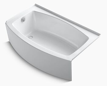 EXPANSE® 60 X 30-36 INCHES CURVED ALCOVE BATHTUB WITH INTEGRAL FLANGE, LEFT-HAND DRAIN, White, large