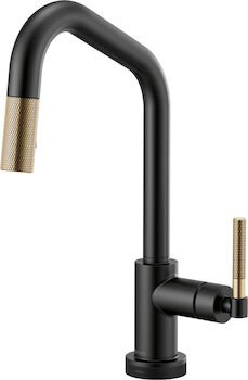 LITZE SMARTTOUCH® PULL-DOWN FAUCET WITH ANGLED SPOUT AND KNURLED HANDLE, Matte Black/Luxe Gold, large