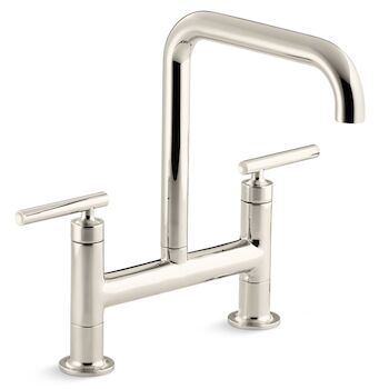 PURIST TWO-HOLE BRIDGE KITCHEN SINK FAUCET, Vibrant Polished Nickel, large