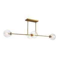 CASSIA 48" 4 LIGHT LINEAR PENDANT WITH CLEAR GLASS , Aged Brass / Clear Glass, medium