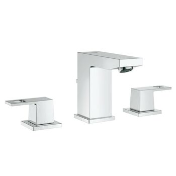 EUROCUBE 8-INCH WIDESPREAD TWO-HANDLE BATHROOM FAUCET S-SIZE, StarLight Chrome, large