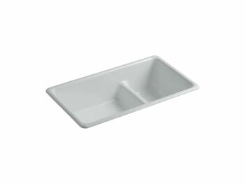 IRON/TONES® 33 X 18-3/4 X 9-5/8 INCHES TOP-/UNDER-MOUNT SMART DIVIDE® LARGE/MEDIUM KITCHEN SINK, Ice Grey, large