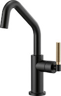 LITZE BAR FAUCET WITH ANGLED SPOUT AND KNURLED HANDLE, Matte Black/Luxe Gold, medium
